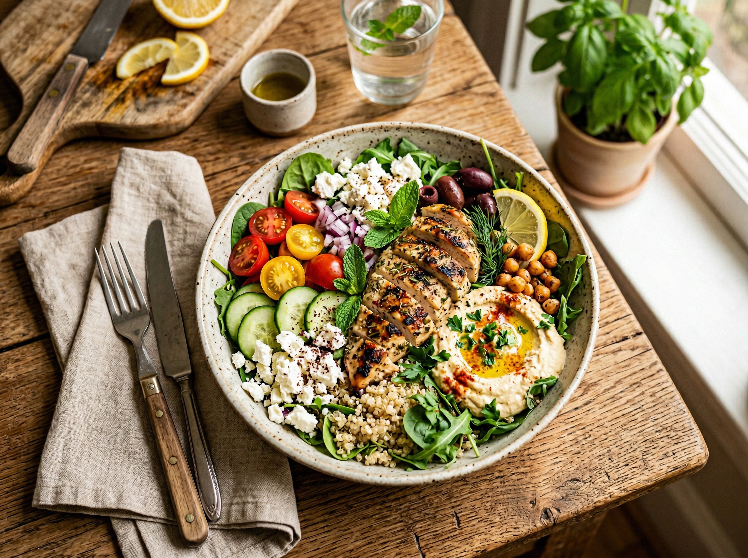 Mediterranean chicken bowl